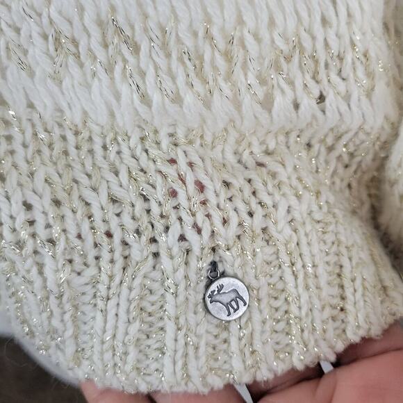 476 Abercrombie Kids Waffle Knit Sweater Sz L V Neck Long Sleeve White Neutral - Picture 8 of 11